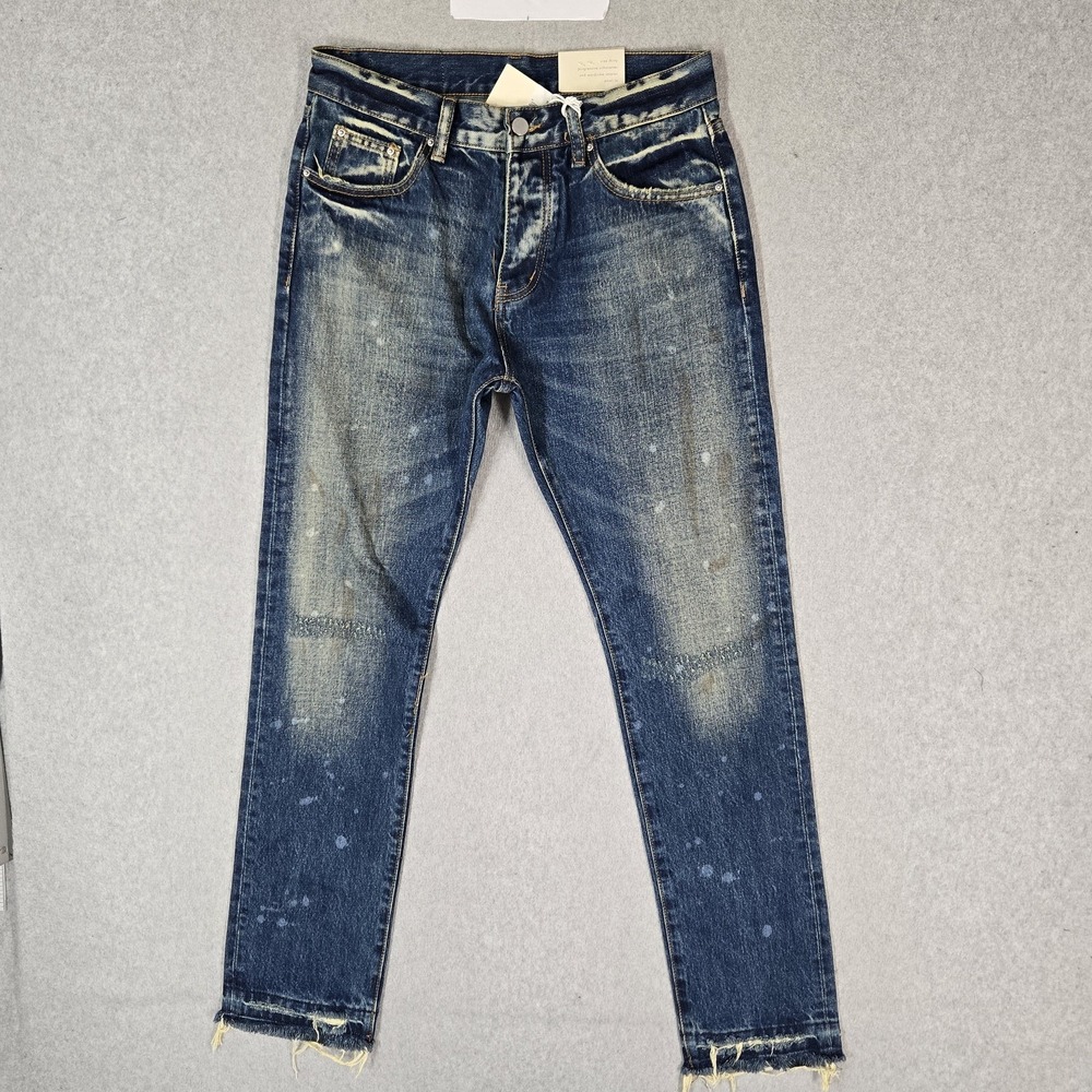 Mnml Men Jeans 30 Blue Denim Distressed Relaxed Grunge 31.5" Inseam